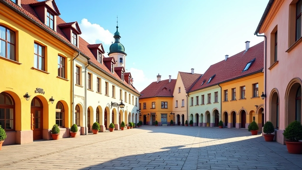 Telčské náměstí s barevnými domy