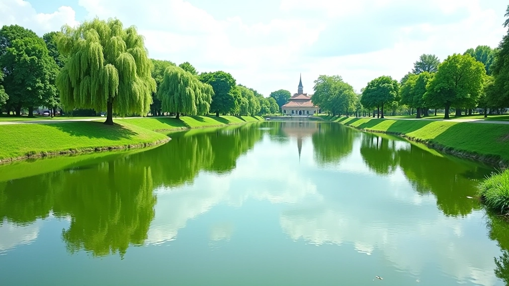 Tři rybníky obklopující Telč, zelená příroda, procházková trasa kolem vody